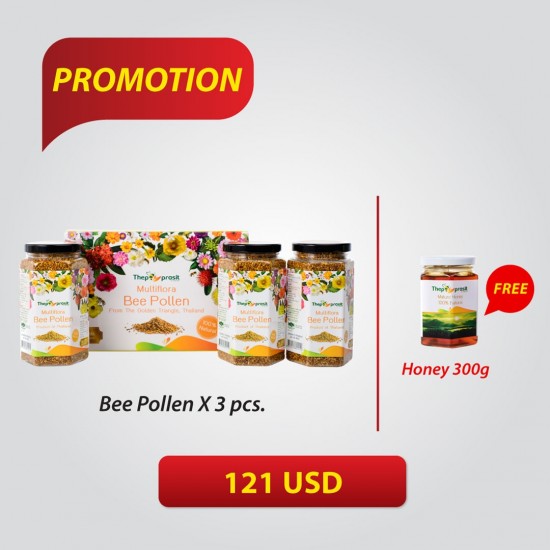 #08 Multifora Bee pollen 330gx3 Get Honey 300g Free